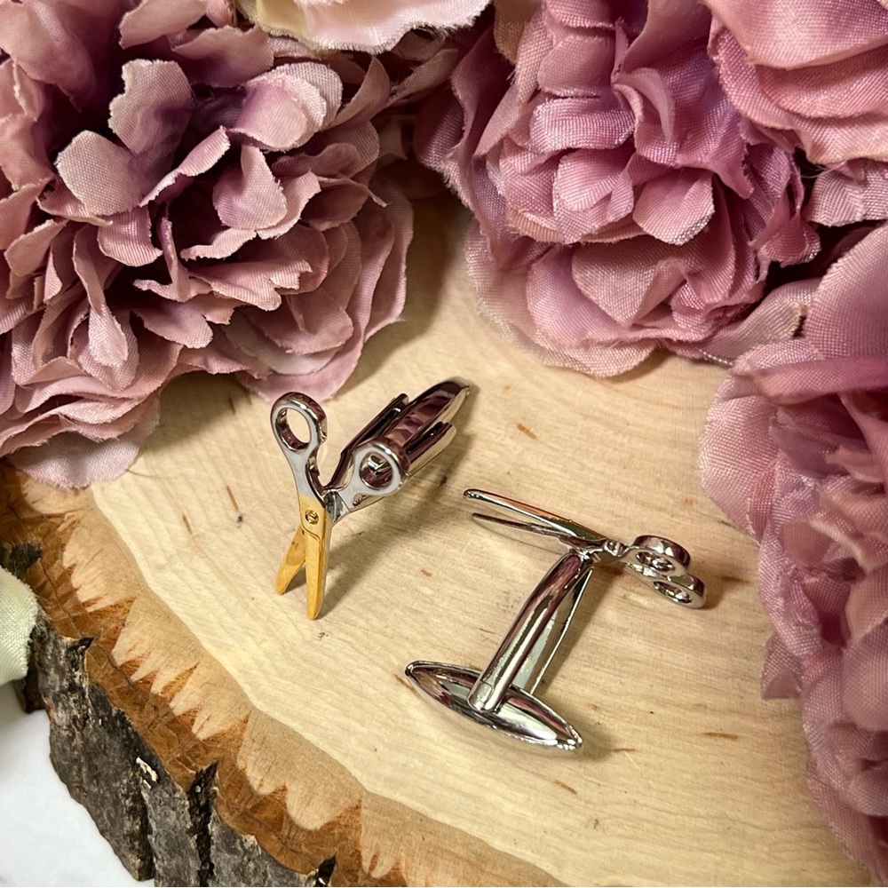 Gold and Silver Scissor Cufflinks - Picture 12 of 15